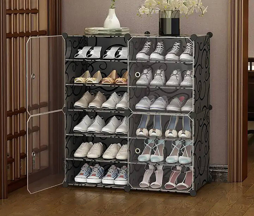 COROID COROID 12-Shelves-4-Door Shoe Rack Multipurpose Storage for Home Bedroom Living Room Plastic, Metal Collapsible Shoe Stand(Black-3, 12 Shelves, DIY(Do-It-Yourself)) - Flipkart Deal