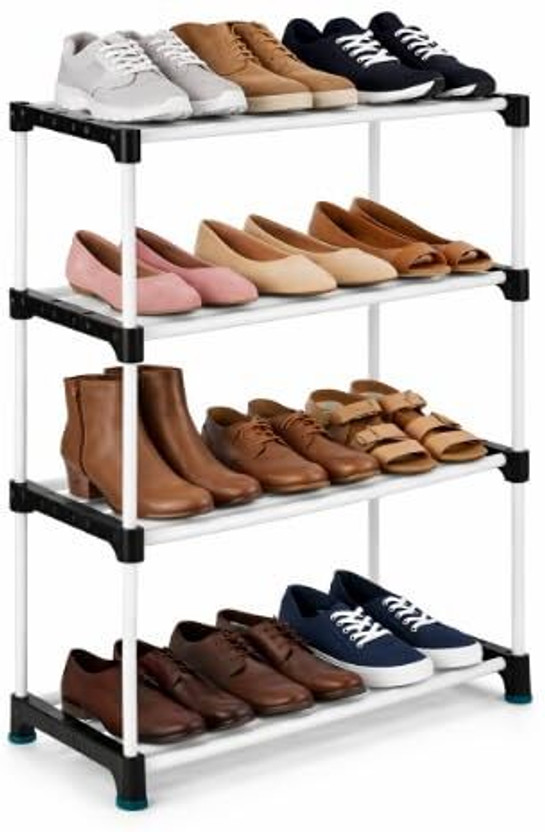 it'monk 4 Layer Shoe Rack Organizer for Home | Compact Space Saving Storage Stand Plastic Collapsible Shoe Stand(Black, 4 Shelves, DIY(Do-It-Yourself))