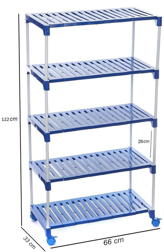 Dhani Dhani Creations Multi utility Rack 5 steps with wheels Metal Collapsible Shoe Stand(Blue, 5 Shelves, DIY(Do-It-Yourself)) - Flipkart Deal