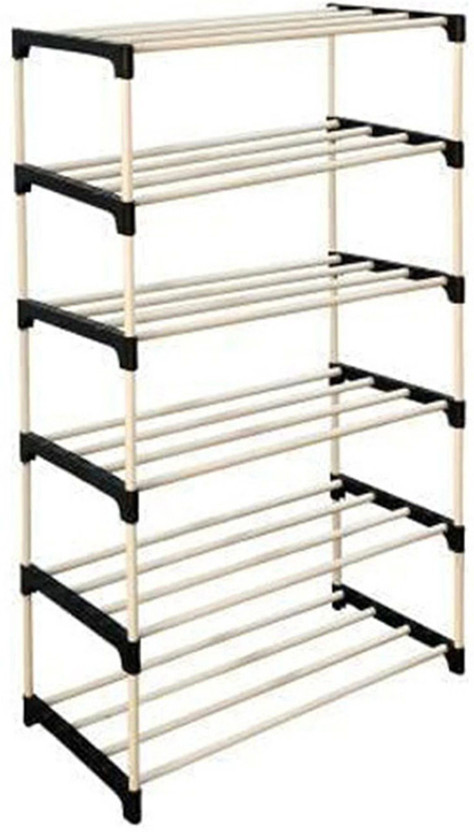 BRANTOX 6 layer Plastic PIPE SHOE STAND Plastic Shoe Stand(Black, 6 Shelves, DIY(Do-It-Yourself))