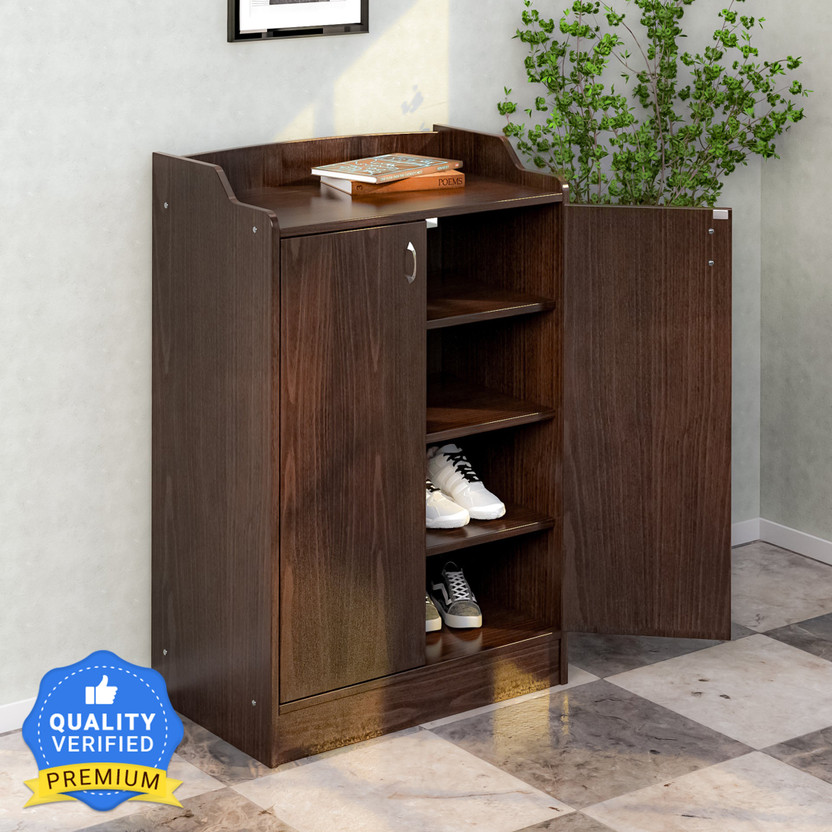 Nilkamal Alpine Engineered Wood Shoe Rack(Brown, 4 Shelves, Knock Down)
