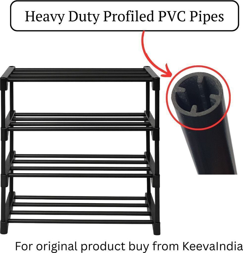 keeva 4 Tier Plastic Shoe Rack for Home, Foldable Shelf Stand Plastic Shoe Stand(Black, 4 Shelves, DIY(Do-It-Yourself))