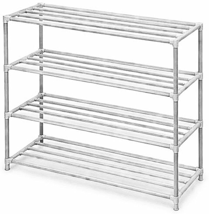 Nex Gen Space Saving Multi-Layer Shoe Stand Organizer Durable & Rust-Proof Metal, Plastic Collapsible Shoe Stand(White, 4 Shelves, DIY(Do-It-Yourself))