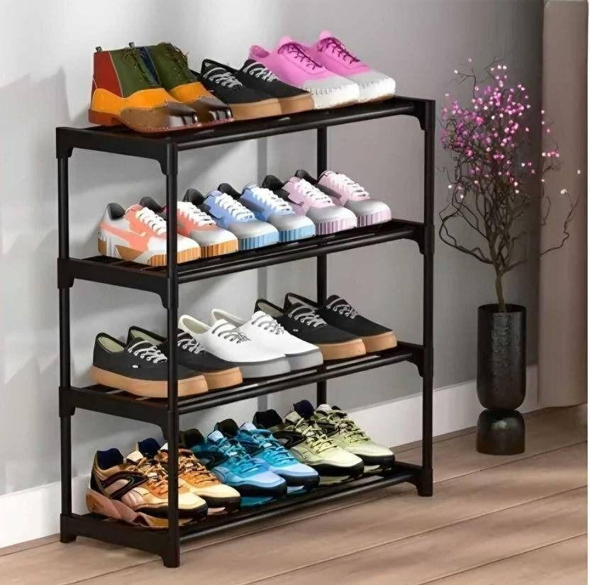 Plexus enterprises PSRSK004 Plastic Shoe Stand(SKY BLUE, 4 Shelves, DIY(Do-It-Yourself))