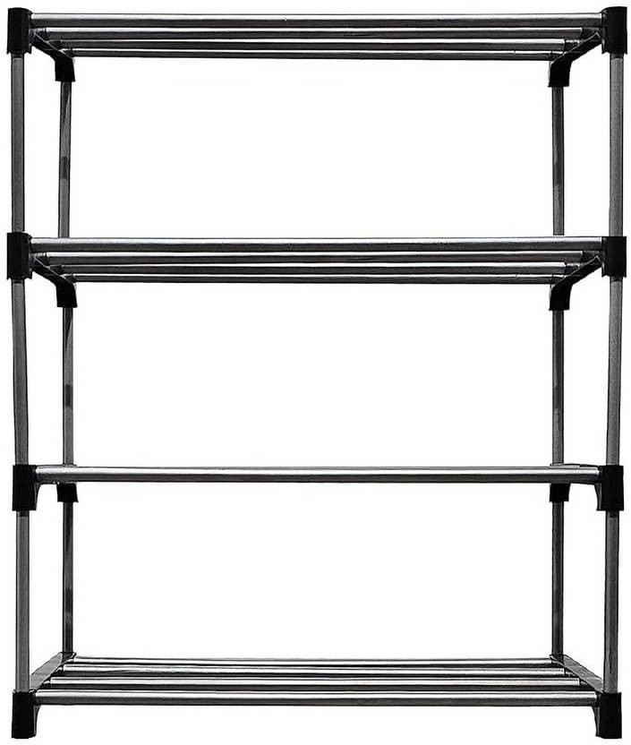 RKE Full Black NEW 4 LAYER Storage Saving Rack Organizer Plastic Collapsible Shoe Stand(full black, 4 Shelves, DIY(Do-It-Yourself))