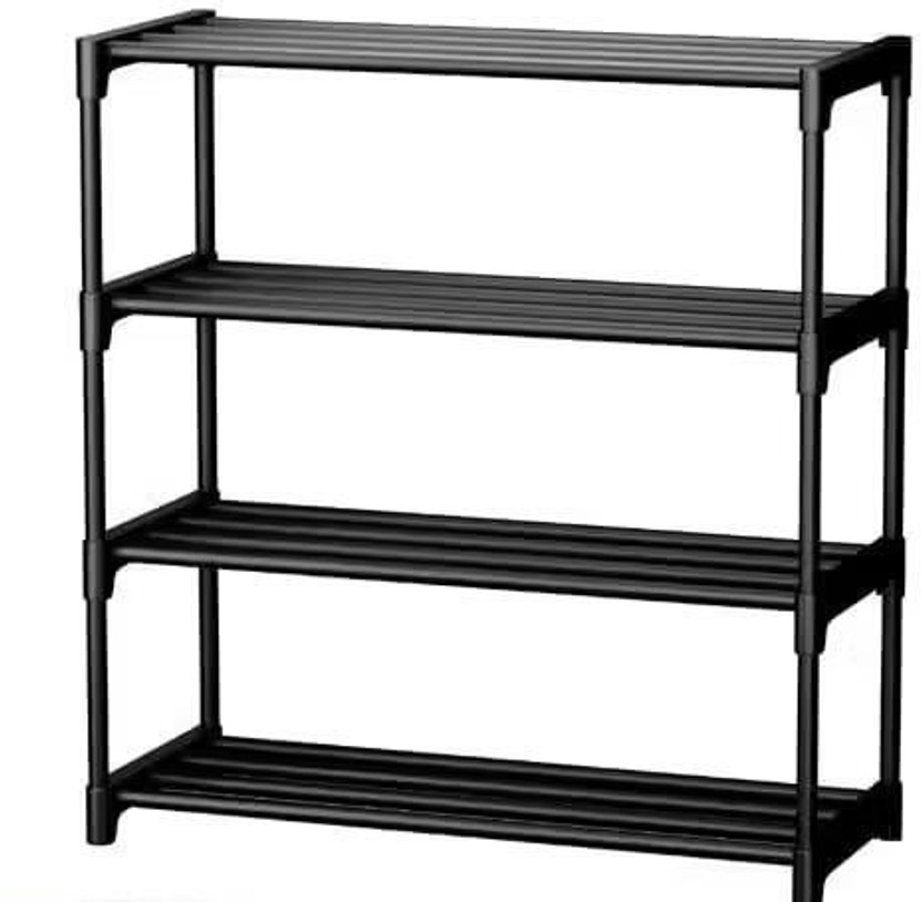 RKE 4 L BLACK ROD-CONNECTOR-MULTIPUROSE STAND Plastic, Plastic Collapsible Shoe Stand(black, 4 Shelves, DIY(Do-It-Yourself))