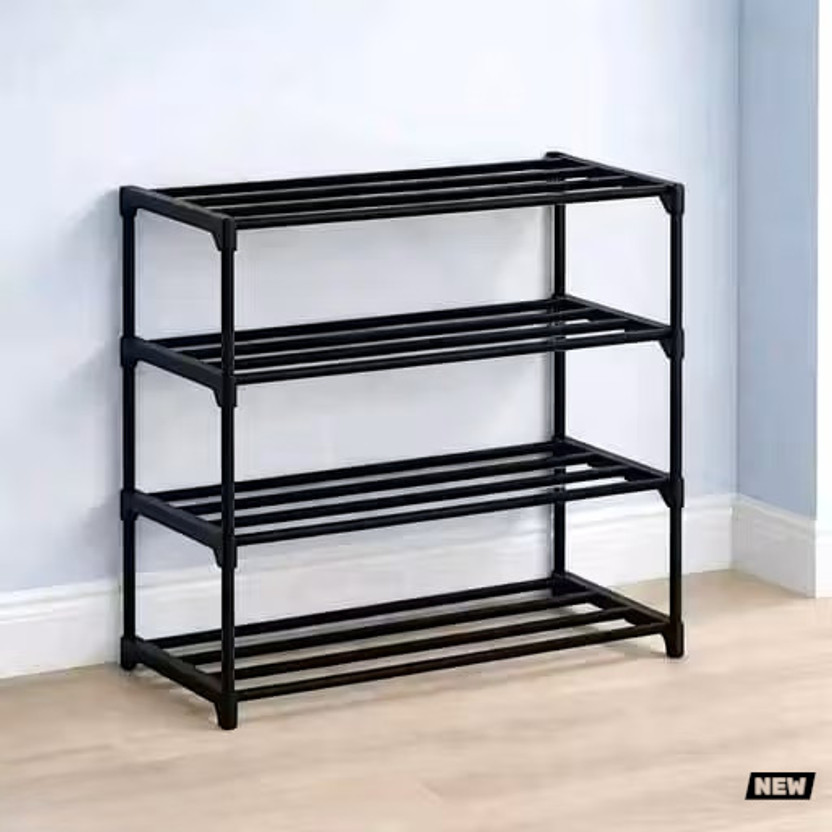Pls Pls global ALL BLACK 4 TAIR SHOE RACK Plastic Collapsible Shoe Stand(black, 4 Shelves, DIY(Do-It-Yourself)) - Flipkart Deal