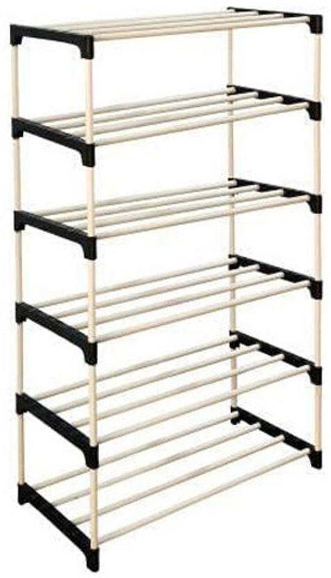 BRANTOX Plastic Foldable Shoe Rack, Shoes Rack for Home, Plastic Adjustable Shoe Rack Plastic Shoe Stand(Black, 6 Shelves, DIY(Do-It-Yourself))