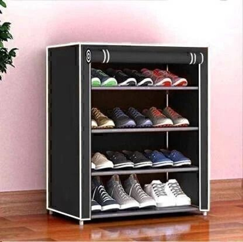 Palkolink na Plastic Shoe Stand(black, 4 Shelves, DIY(Do-It-Yourself))