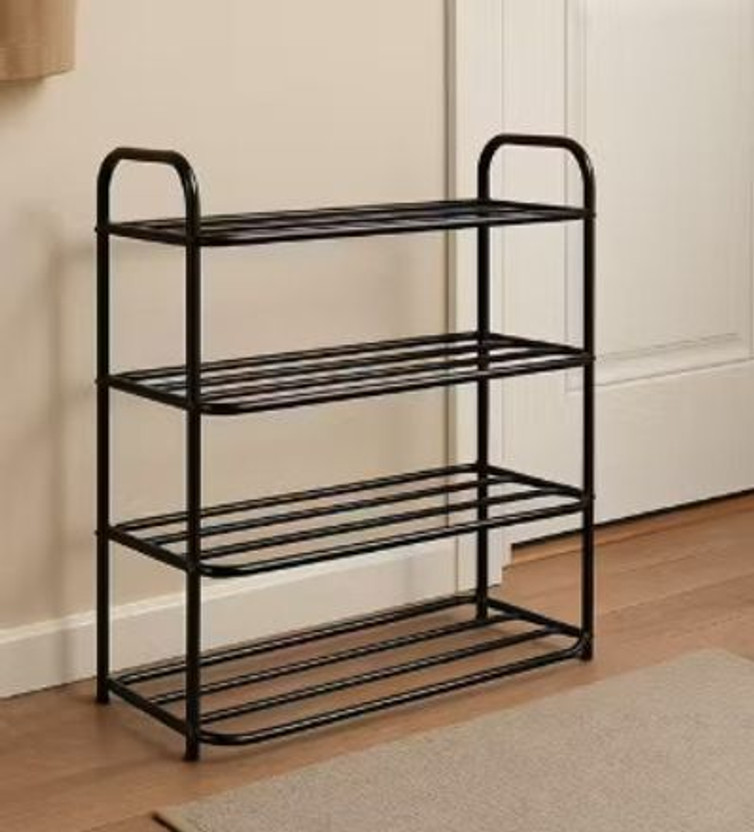 VITALFORCE 4 LAYER METAL SHOE RACK Metal Shoe Stand(BLACK, 4 Shelves, DIY(Do-It-Yourself))
