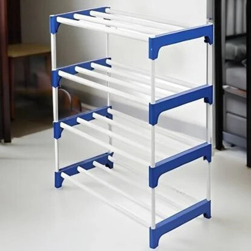 Plexus enterprises Blue 4 Shoe Rack 1988 Plastic Shoe Stand(BLUE, 4 Shelves, DIY(Do-It-Yourself))