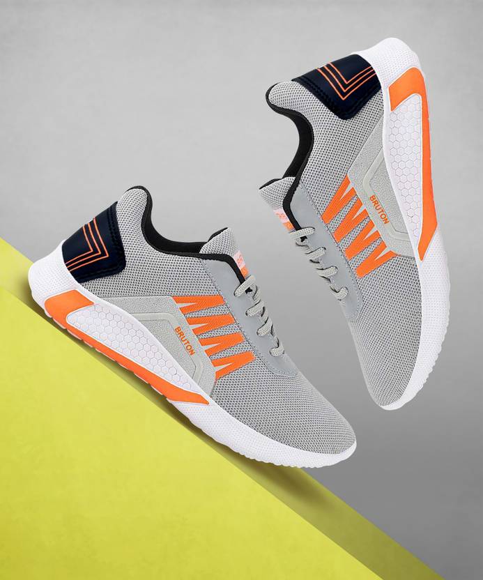 [Sizes ] BRUTON Modern Trendy Sneakers Shoes Sneakers For Men  (Orange, Grey)