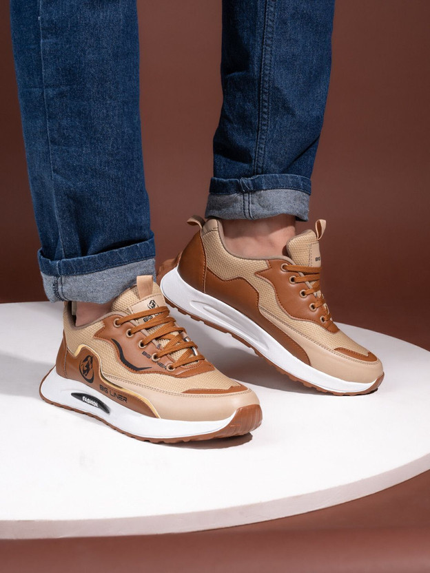Big Liner PRIME Walking/Outdoor/Sports Running Shoes Sneakers For Men(Tan , 7)