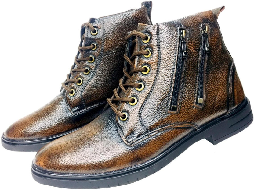 KOXA RA 122 Brown 9 - Genuine NDM Leather Ankle Length Boots for Men Boots For Men(Brown , 9)