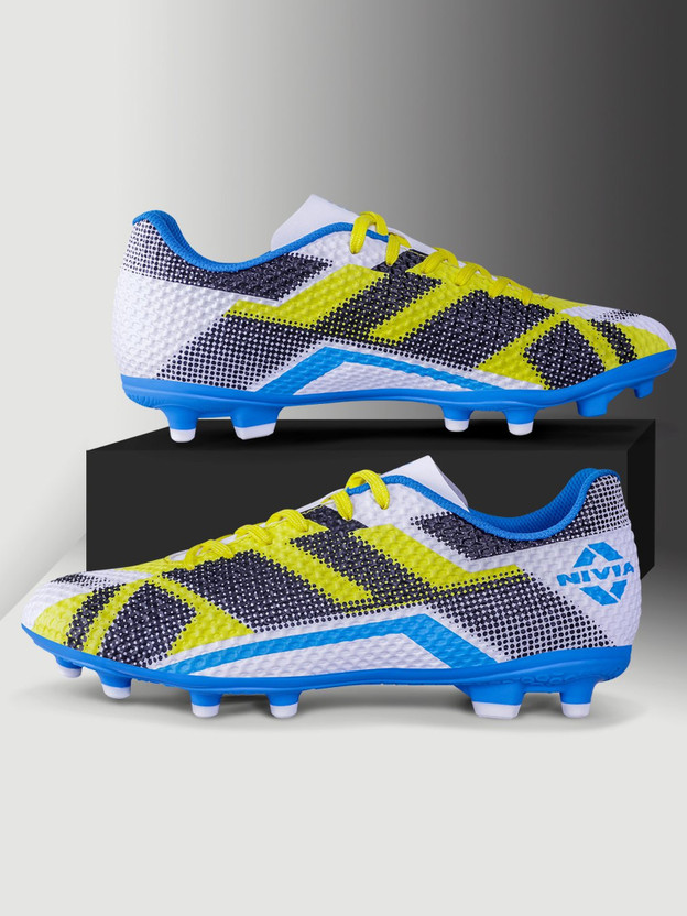 NIVIA DAGGER Football Shoes For Men(White, Blue , 10)