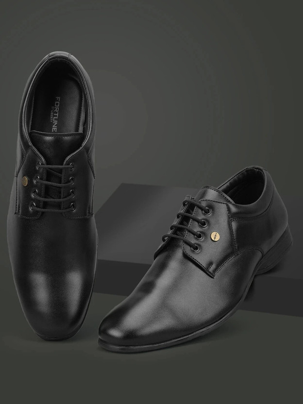 LIBERTY Fortune ROBERT-2 Mens Lacing Formal Shoes | Comfortable & Durable Lace-Up Derby For Men(Black , 9)