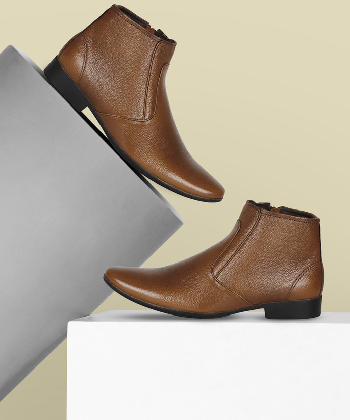 Leather Zip Boot/Shoes Slip On For Men 