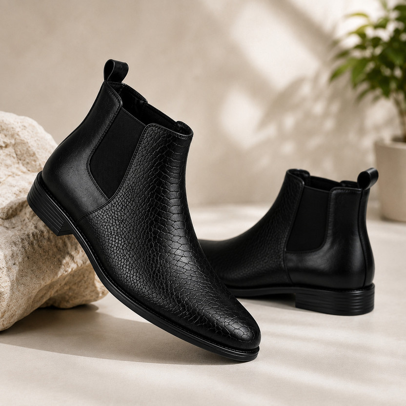 The Shoe Studio Boots For Men(Black , 6)