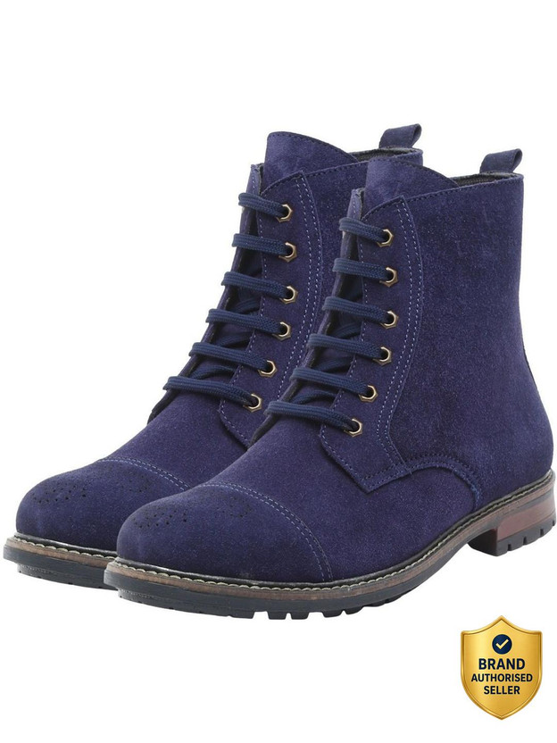 LOUIS LOUIS STITCH High Ankle Leather Brogue Style Italian Suede Boots for Men High Tops For Men(Blue , 9) - Flipkart Deal