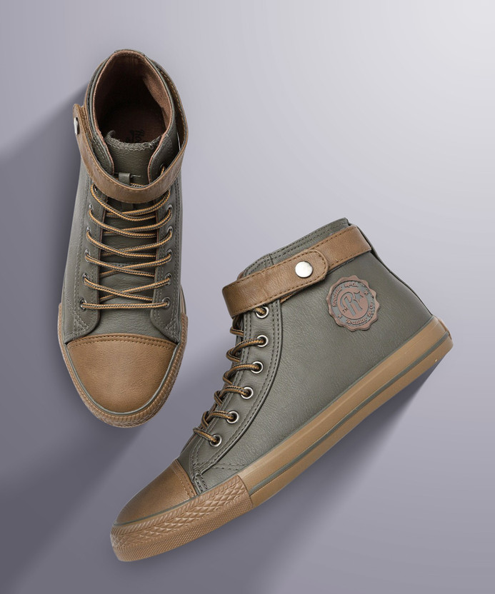 Buy Roadster Men Grey Solid Mid-Top