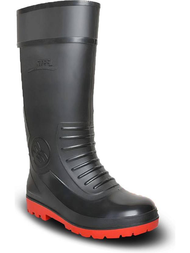 FOOT TRENDS PVC 12-inch Non-Metallic Toe, Oil And Water Resistant Gumboot For Men(Black , 6)