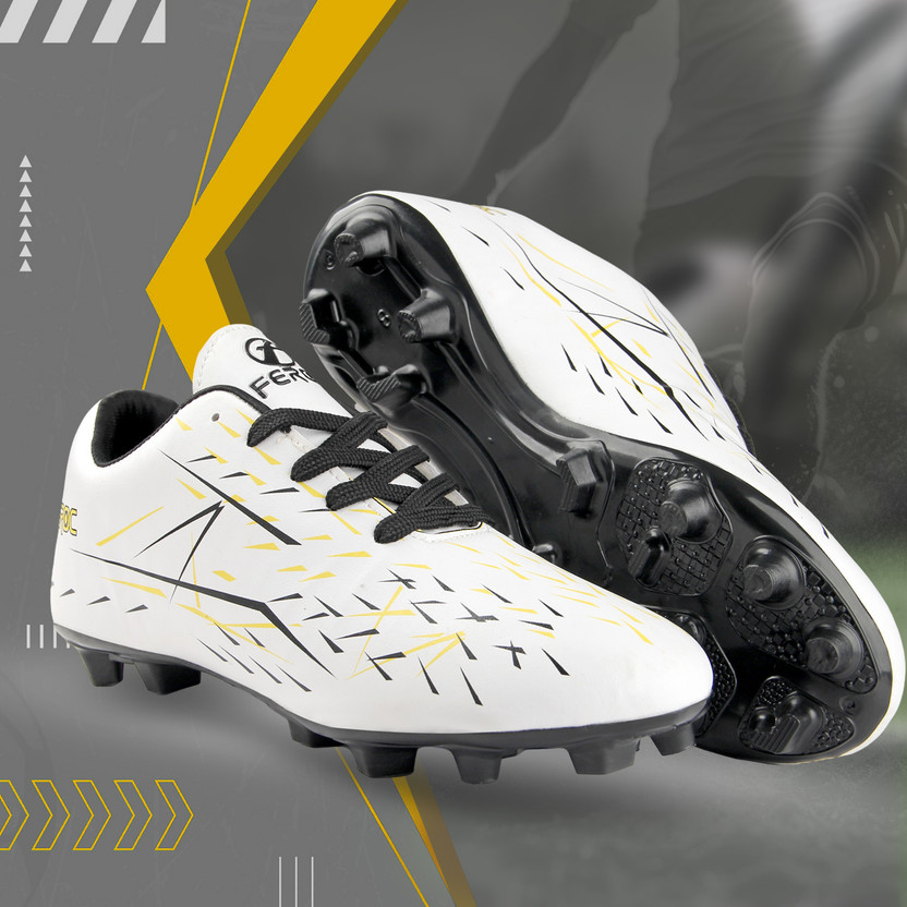 FEROC Wild FIRE Men Boys Unisex Kids Football Shoes For Men(White , 4)