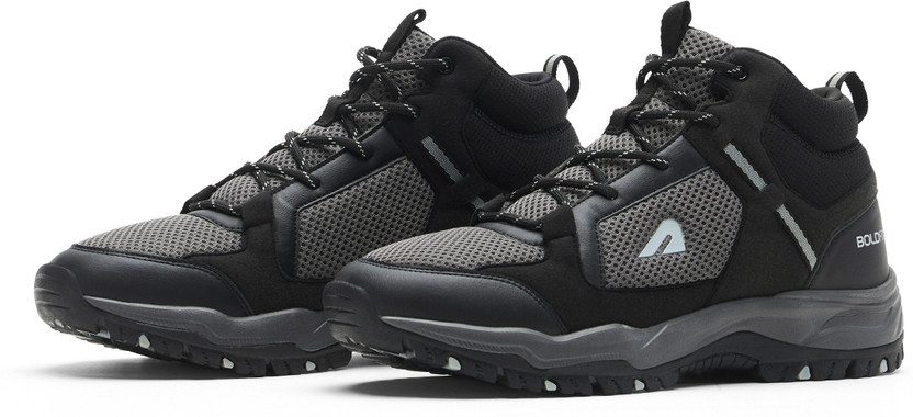 Boldfit Footwear Trial king Men Trekking Shoes High Grip Lightweight Breathable Hiking Shoes Outdoors For Men(Black, Grey , 11)