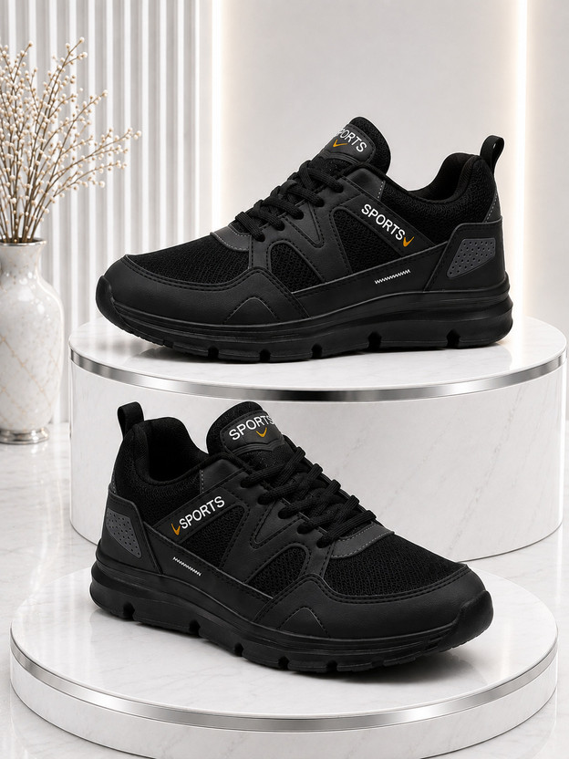 DUCKINS Men Walking Outdoor Gym & Training Sports Shoes | Lightweight Running Shoes Casuals For Men(Black , 6)