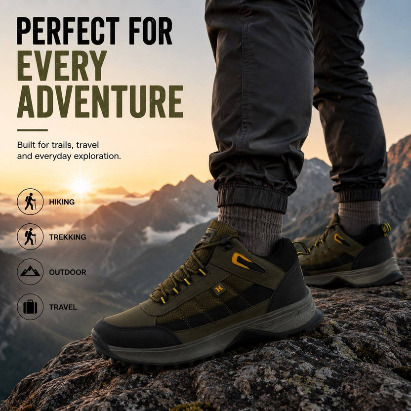 Hitcolus Men’s Outdoor Sports Shoes Durable Grip Lace-Up Sneakers Outdoors For Men(Green , 8)