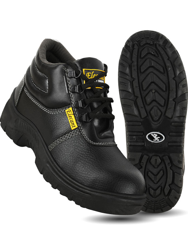 Elecant Elecant PVC Safety shoes with steel toes for warehouse, industrial and construction use Boots For Men(Black , 8) - Flipkart Deal