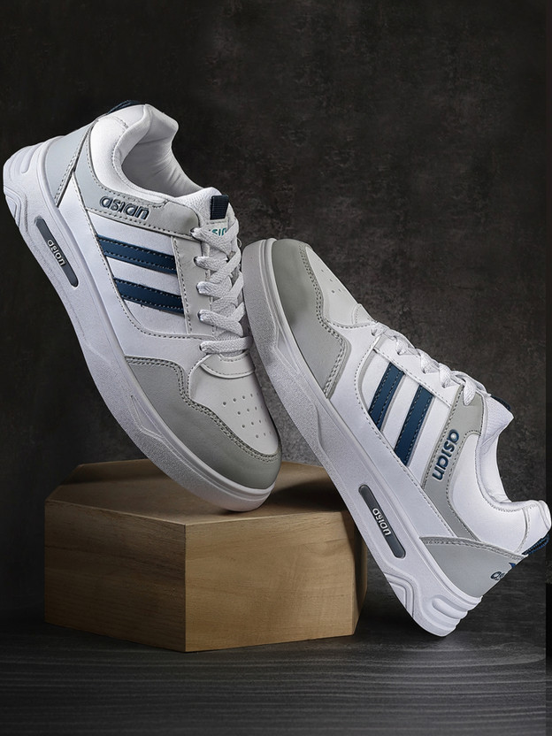 asian Sneaker Casual Shoes For Men | Soft Cushion Insole, Slip-Resistance Sneakers For Men(Grey, White, Navy , 7)
