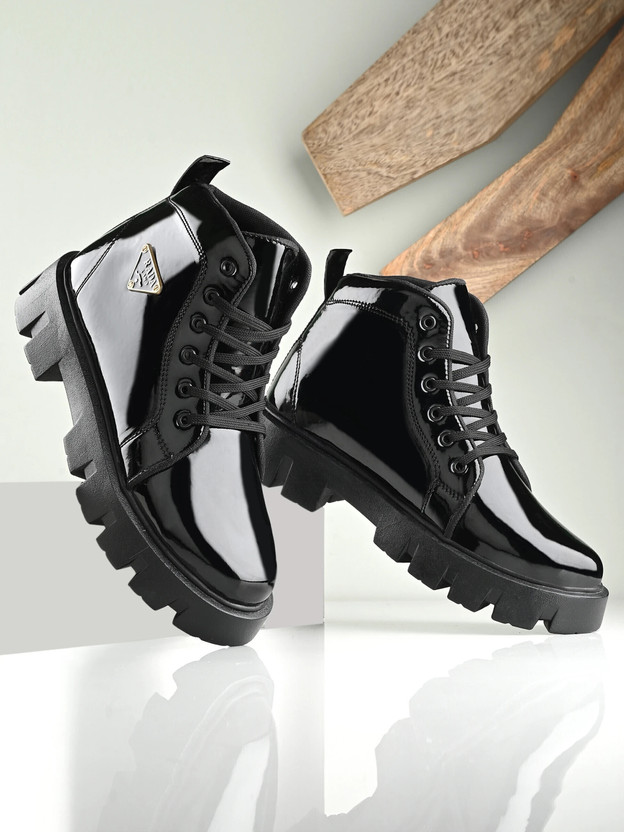 Rising Wolf Stylish, Light Weight & Confortable Boots For Men(Black , 8)