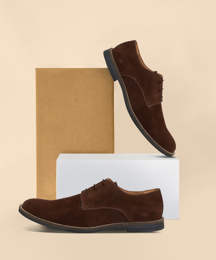 Brown Suede Derby Casual Shoes Casuals 