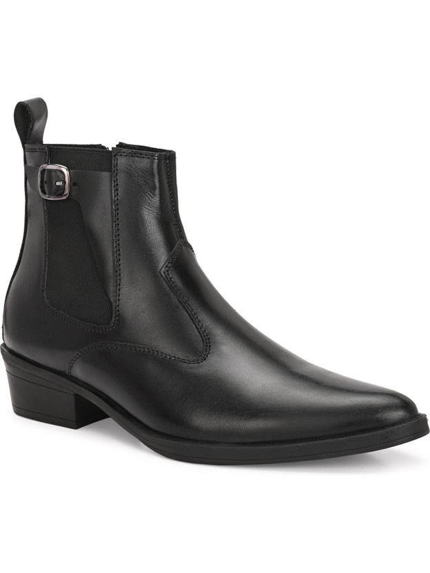 delvoro delvoro Rich Quality|Premium|Plain Leather|Pointed Toe Boots For Men(Black , 7) - Flipkart Deal