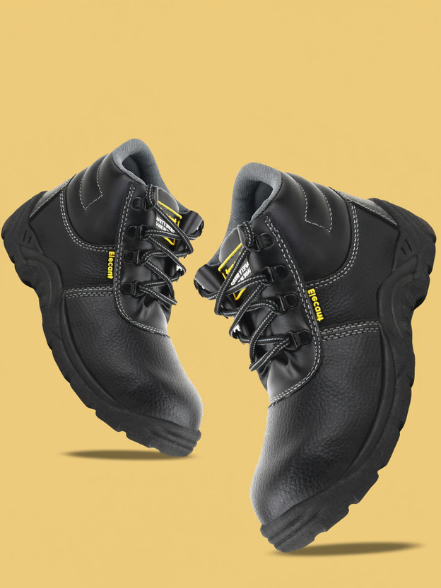 Elecant Industrial Safety Shoes with Steel Toe Protection and PVC Sole For Men(Black , 7)