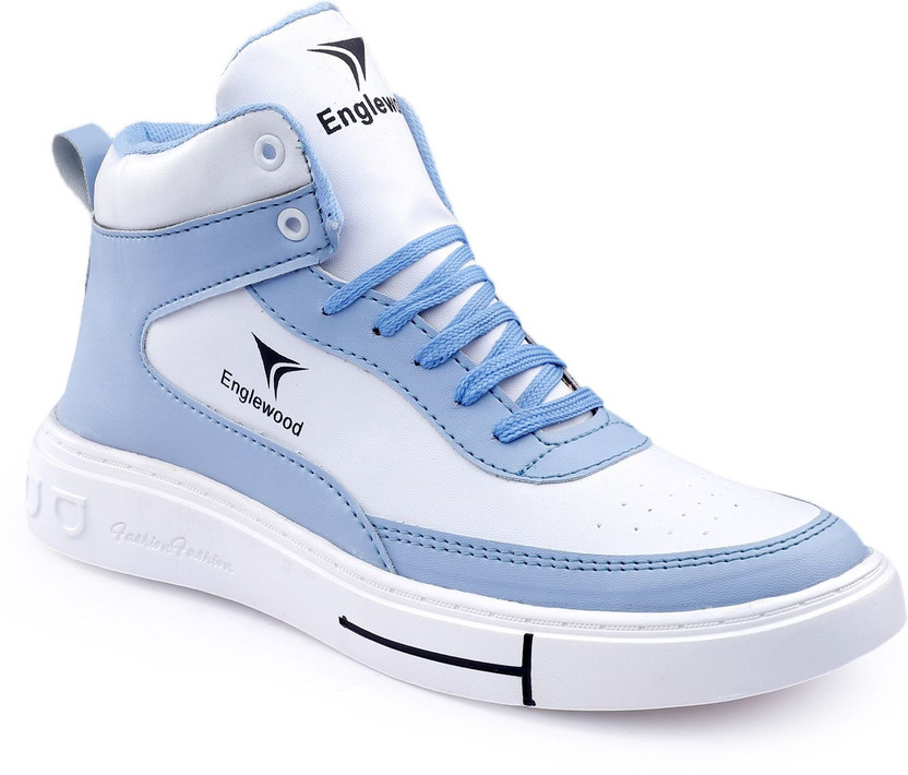 Englewood Casual Shoes | Soft Cushion Insole, White and Blue Sneakers Sneakers For Men(White, Blue , 8)