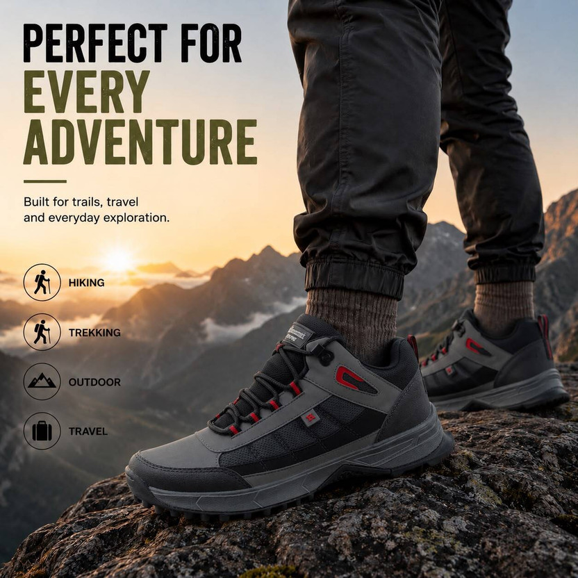 Hitcolus Hitcolus Men’s Outdoor Sports Shoes Durable Grip Lace-Up Sneakers Outdoors For Men(Grey , 7) - Flipkart Deal