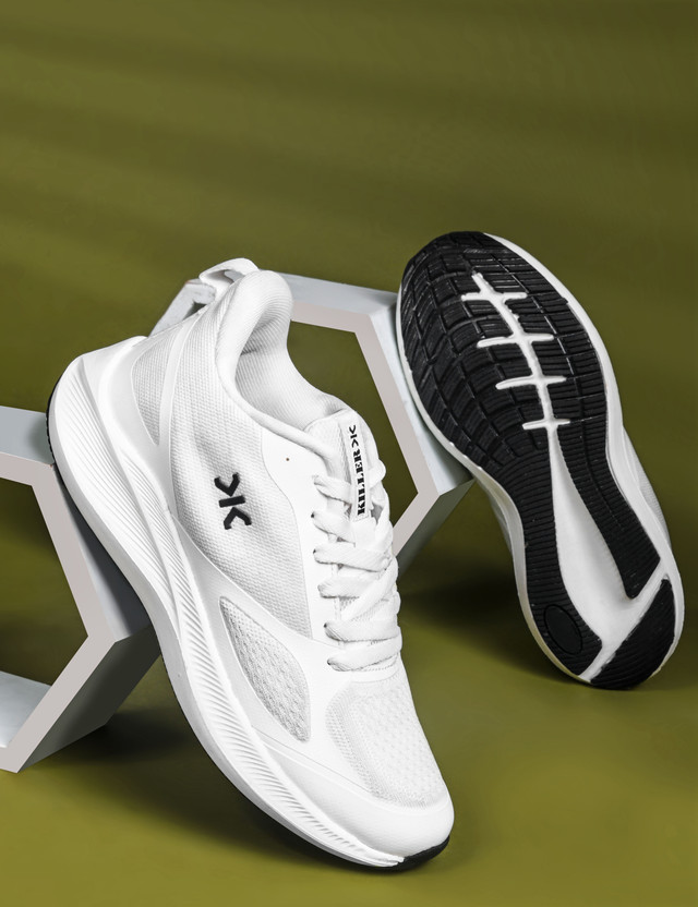KILLER Lightweight,Comfortable,Trendy,Breathable, Sports Running Shoes For Men(White, Black , 6)