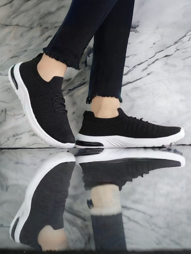 Fabbmate Trendy Sports for Women's ,Walking with Memory Foam Running Shoes For Women(Black , 5)