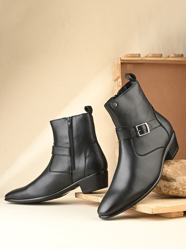 EL PASO Trendy Ankle-Length Boots for Men | Stylish Casual & Semi-Formal Footwear Boots For Men(Black , 8)