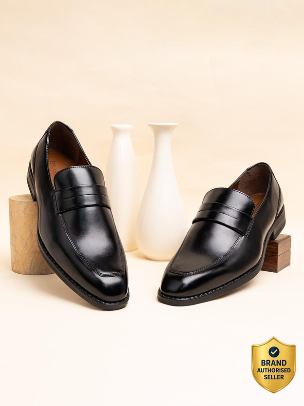 LOUIS STITCH Black Formal Slipon Mocassin Shoes for Men (SXMC) - UK 12 Mocassin For Men(Black , 12)
