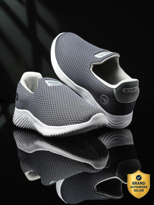 action Athleo ATG-424 Comfortable Lightweight Breathable Durable Sports Slip-On Running Shoes For Men(Grey , 6)