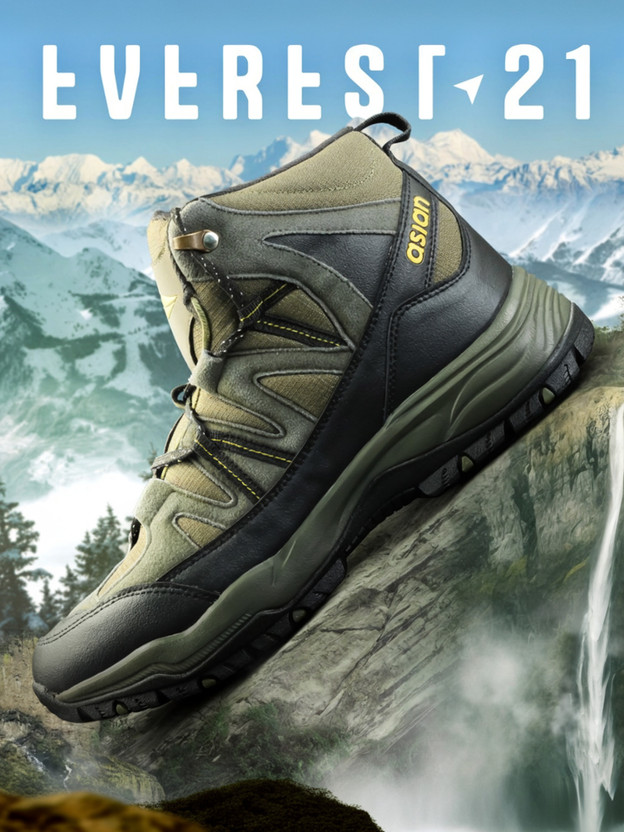 asian Hiking/Snow boots for men for outdoor Trekking - Water Resistant Boots Outdoors For Men(Green, Black , 8)