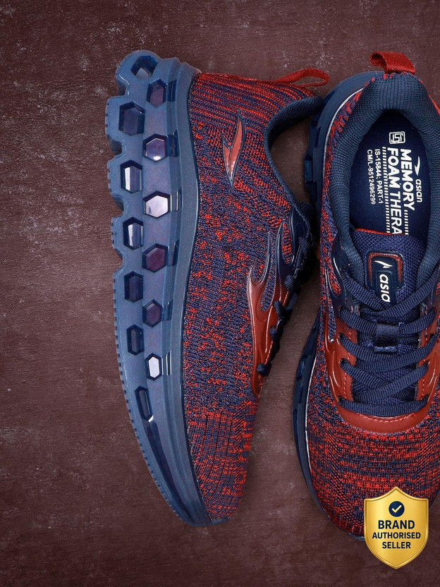 asian Powerplay-29 Lightweight Men's Running Shoes | HexaFlow High Grip TPU Sole Running Shoes For Men(Navy, Maroon , 9)