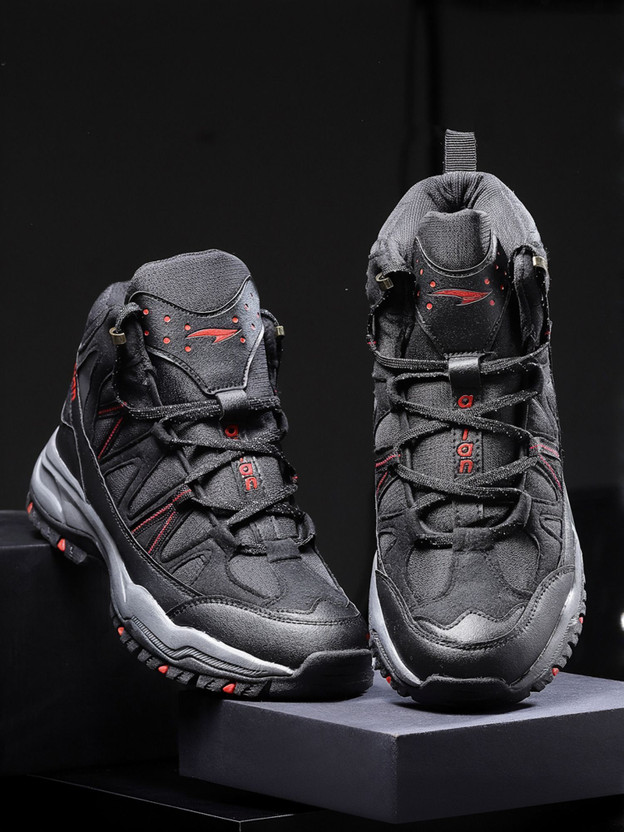 asian Hiking/Snow boots outdoor Trekking - Water Resistant Boots Outdoors For Men(Black, Red , 8)