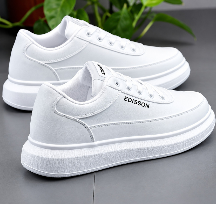 edisson edisson 001-Original Luxury Branded Fashionable Men's Casual Sneakers For Men (White) Sneakers For Men(White , 8) - Flipkart Deal