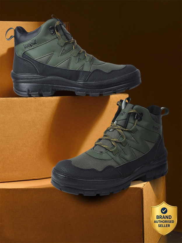 LIBERTY Leap7x DRAWNER-1E Mens Lacing Sports Shoes | Lace-Up Running, Outdoor, Hiking & Trekking Shoes For Men(Olive , 8)