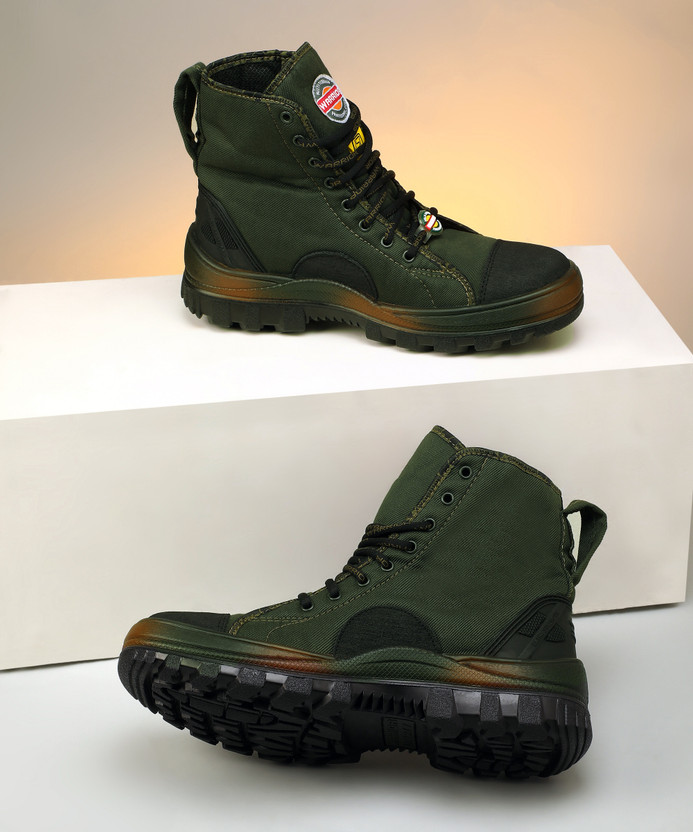 LIBERTY Warrior Original Jungle King Boot For Men - Oil Stain & Water Resistant - Extra Cushion Inner Sole - Light Weight Trekking Shoes Boots For Men(Olive , 10)