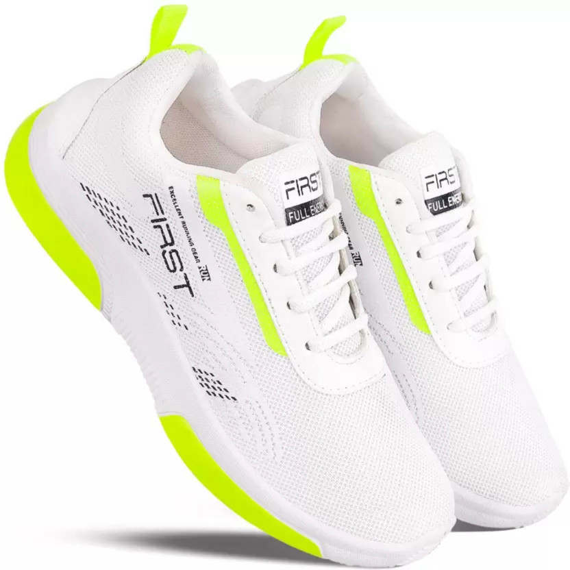 First Affordable Collection of Stylish Shoes For MEN Running Shoes ForMEN Running Shoes For Men(White, Yellow , 9)