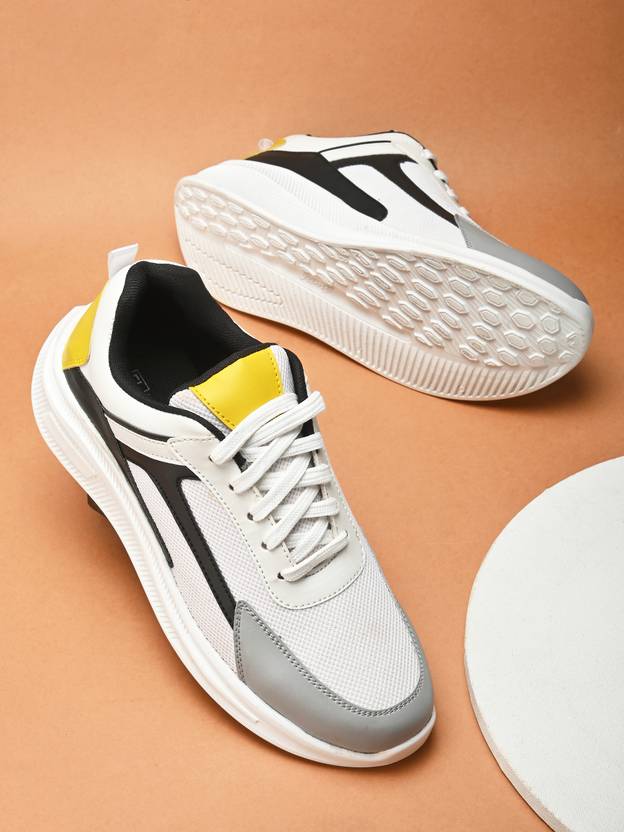 El Paso EL PASO Men's White Faux Leather Casual Lace Up Sneakers